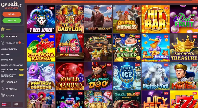 Game Variety at Gunsbet Casino