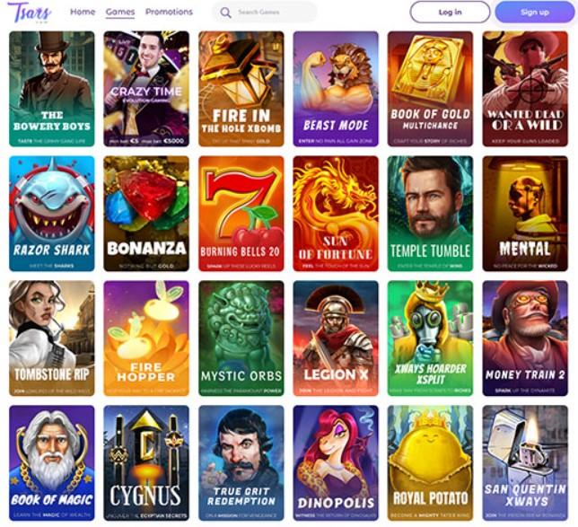 Tsars Casino games