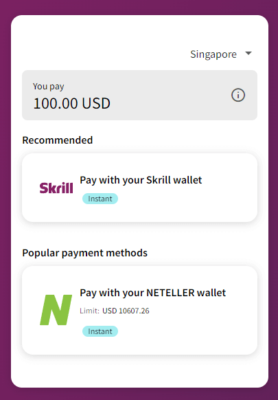 Deposit with skrill