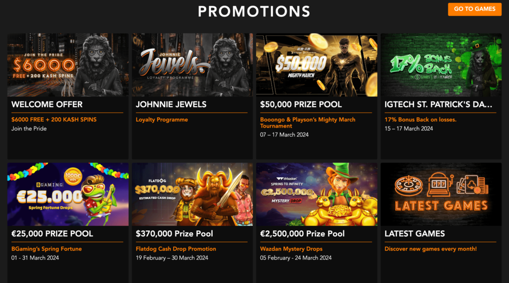 Bonuses at King Johnnie Casino