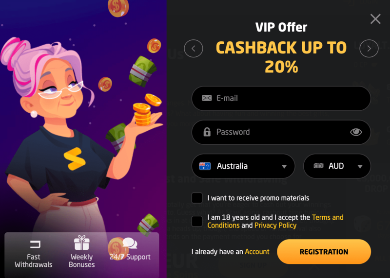 Signing up at Stay Casino